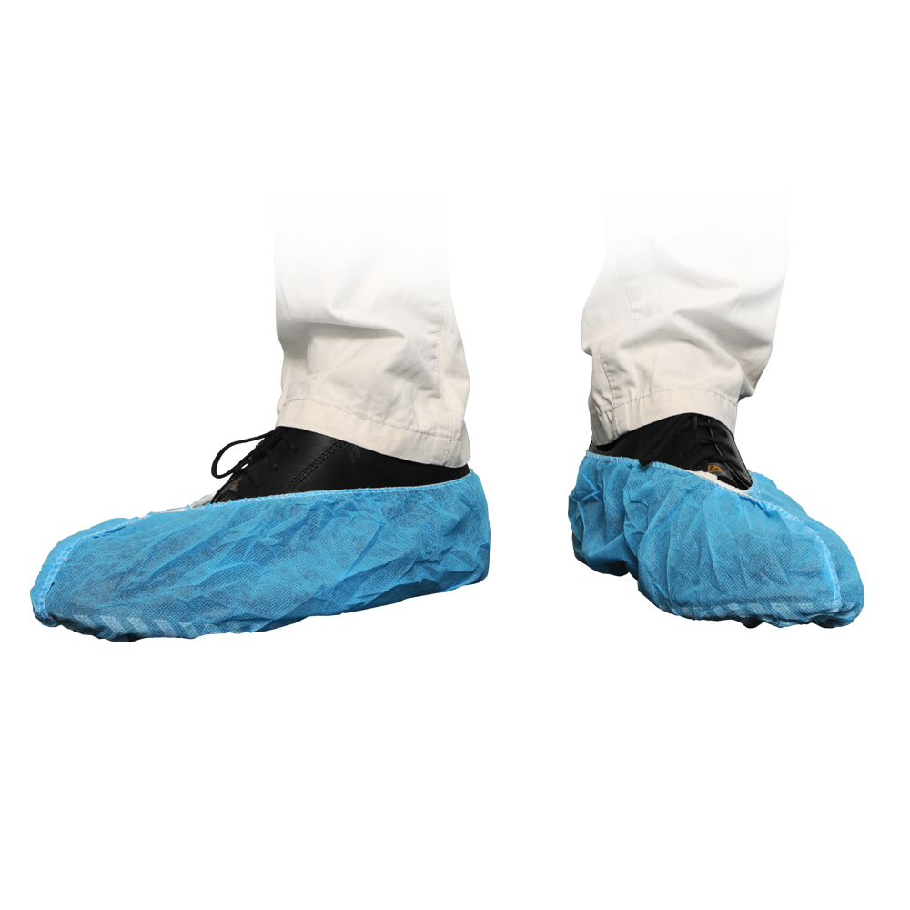 MaiMed Cover ABS Schuhüberzieher aus Polyethylen-Vliesstoff, rutschhemmend, hygienisch, Einheitsgröße 40 cm, 50 Stück, ideal für Lebensmittelindustrie, Krankenhaus, Reinräume und Nassbereiche, reißfest, atmungsaktiv, HACCP geeignet